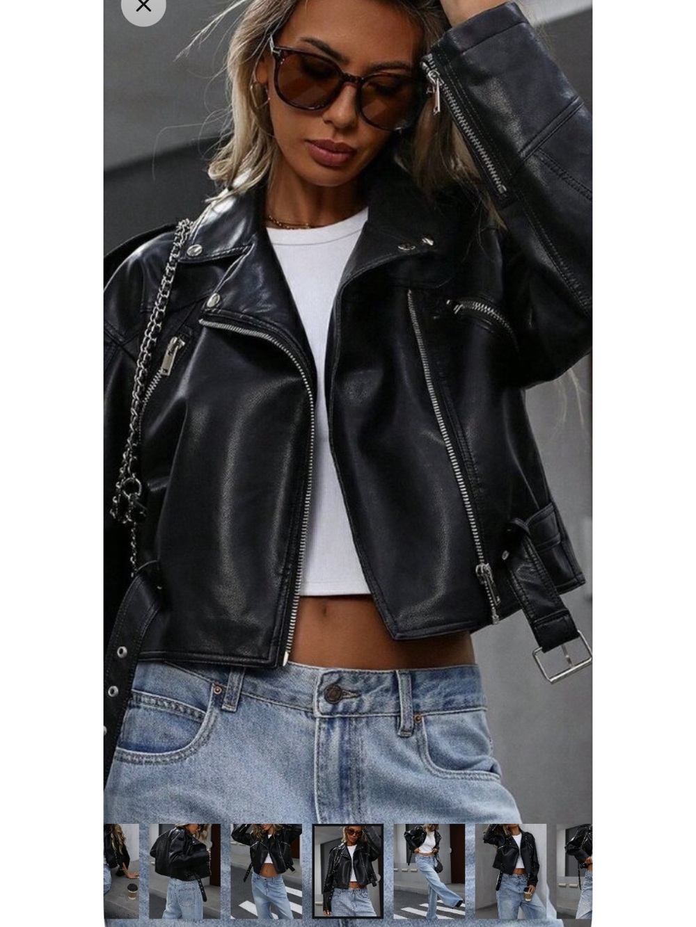 Women's Black Faux Leather Biker Jacket - Classic Moto Style